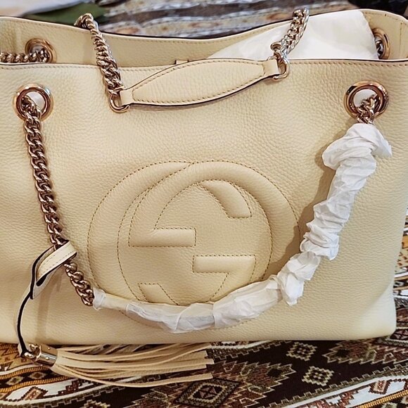 Gucci Soho White Leather with Tassle Women's Shoulder Bag 536196 A7M0G 9522-U - Picture 3 of 16